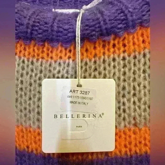 NWT Bellerina Women’s M Neon Stripe Mohair Sweater Colorblock Comfy Cozy‎ - Picture 6 of 11
